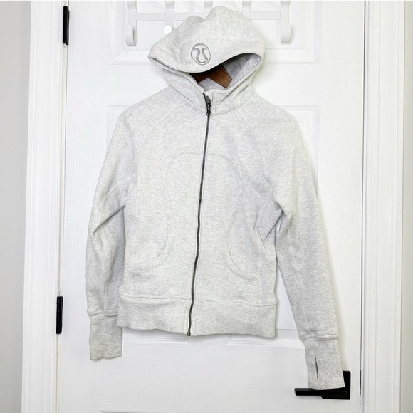 LULULEMON Size 6 Scuba Hoodie Heathered Core Ultra Light Grey Athleisure Workout